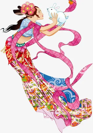 中国风嫦娥和玉兔中秋免抠