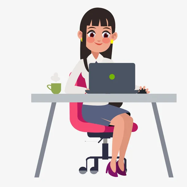 一个玩电脑的职场女性免抠