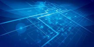 蓝色芯片科技背景免抠