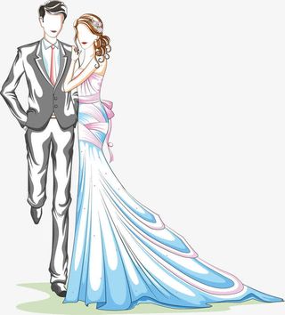 卡通手绘新人情侣插画矢量素材免抠