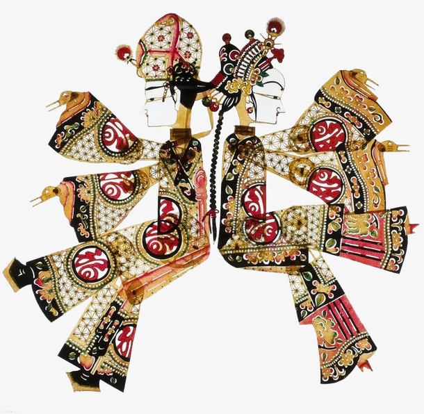 双人背对背坐皮影免抠