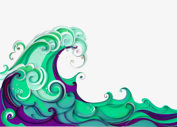 蓝绿色水波纹免抠