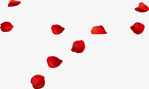 红色情人节漂浮花瓣免抠