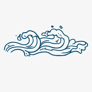 蓝色卡通浪花矢量图免抠