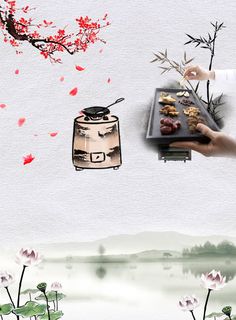 中国风水墨祖传秘方膏药广告海报背景素材高清