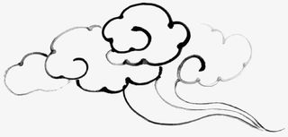 手绘线条祥云图案免抠