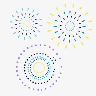 绚丽卡通绽放烟花美景免抠