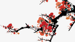 冬日新年梅花手绘免抠