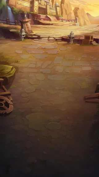 黄色石头路游戏H5背景素材高清