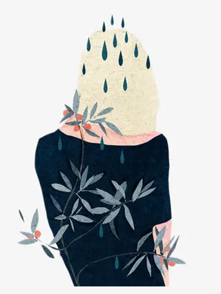 淋雨的少女免抠