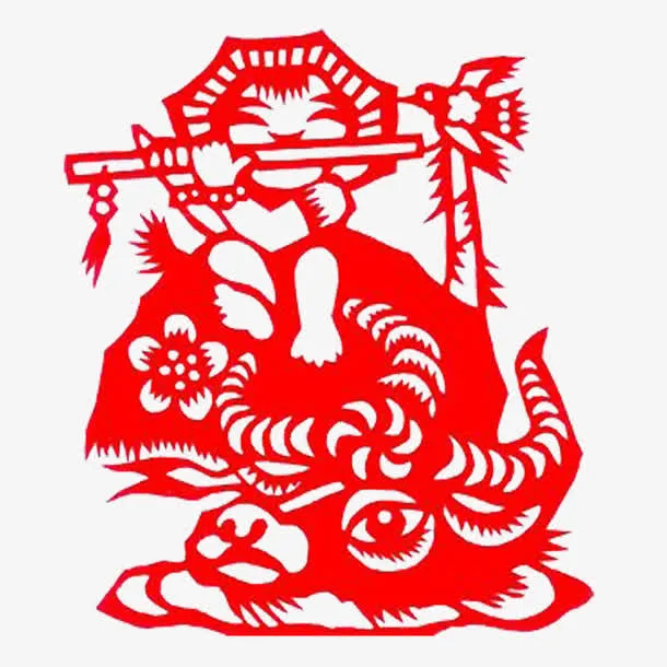 牧童骑牛剪纸免扣素材免抠