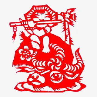 牧童骑牛剪纸免扣素材免抠