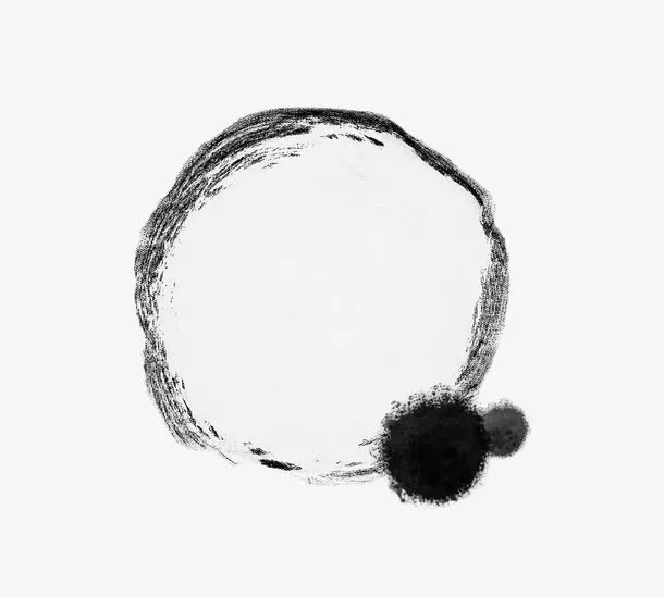 圆形水墨相框免抠