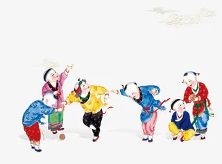 儿童蹴鞠图免抠