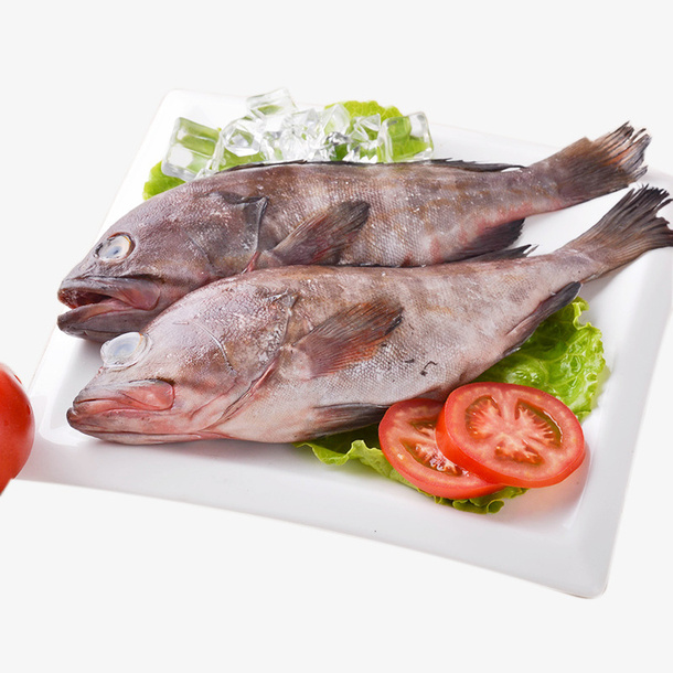 实物海鲜两条石斑鱼免抠