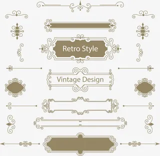 17款复古花纹与标签矢量素材免抠