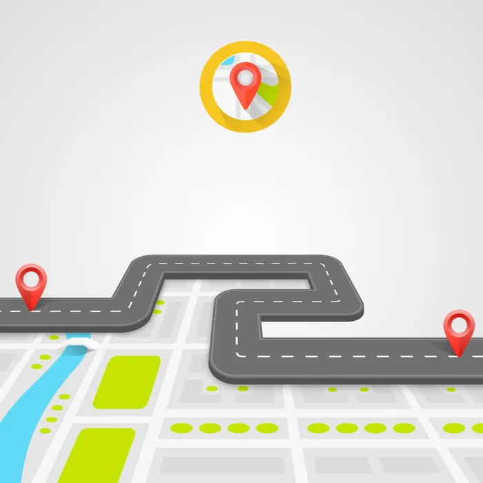 道路上的导航定位插画矢量素材背景高清