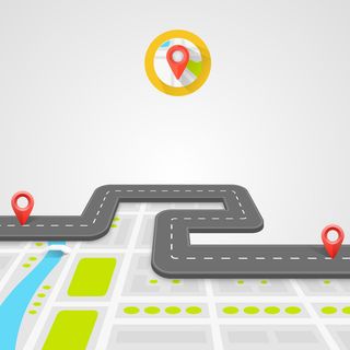 道路上的导航定位插画矢量素材背景高清