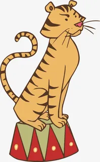 老虎杂技PNG矢量元素免抠