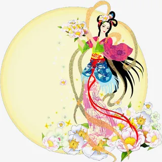 中秋手绘嫦娥奔月免抠