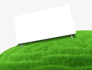 手绘草地上的户外广告牌免抠