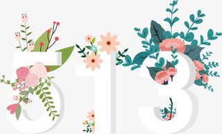 母亲节5.13立体文字花卉装饰免抠