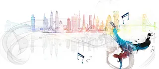 9月艺术学院开学季城市风光白色背景高清