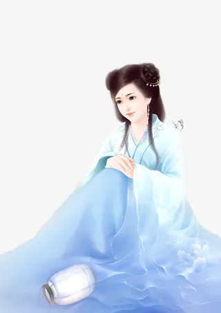 白色灯笼白色衣服立绘美女免抠