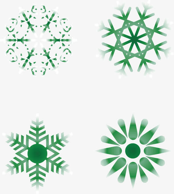 绿色雪花素材免抠