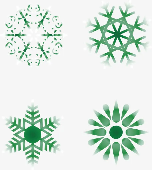 绿色雪花素材免抠