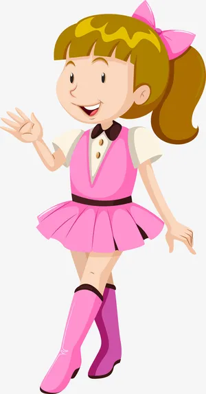 儿童节招手的小女孩免抠