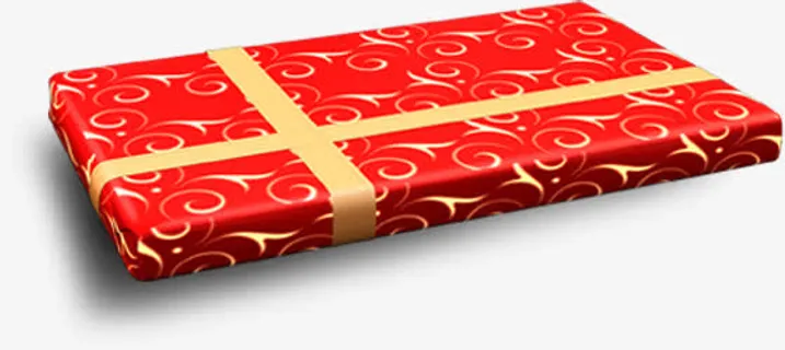 红色带纹理礼盒免抠
