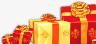 中国风黄红色礼盒免抠
