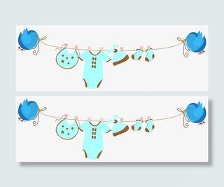 宝宝衣服晾晒矢量免抠