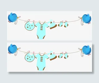 宝宝衣服晾晒矢量免抠