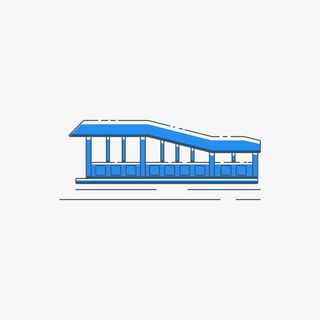 蓝色手绘地铁站元素免抠