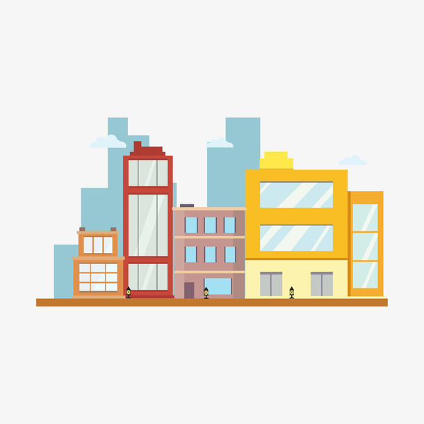 卡通手绘扁平化建筑免抠