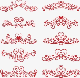 红色情人节欧式花藤免抠