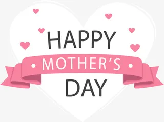 母亲节快乐白色爱心免抠