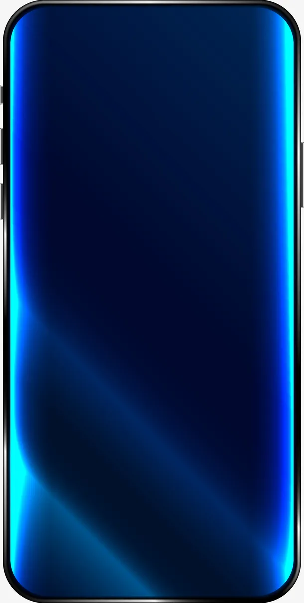 蓝色曲面屏手机免抠