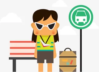 矢量图候车免抠