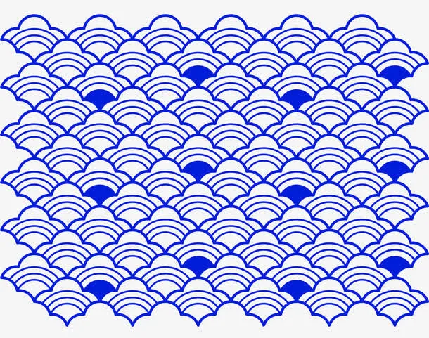 中国风蓝色海浪边框纹理免抠
