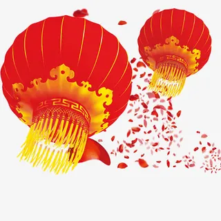 红色手绘新春灯笼免抠