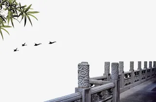 白色石雕栏杆免抠