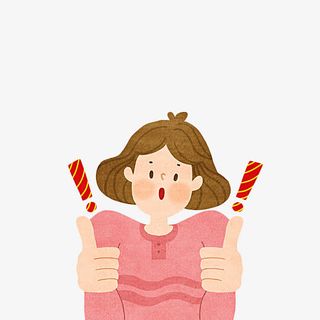 卡通手绘女人竖大拇指免抠