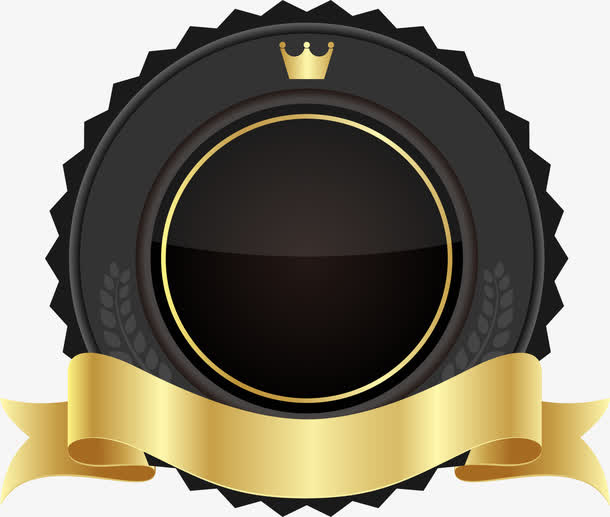 黑色质感锯齿边徽章免抠