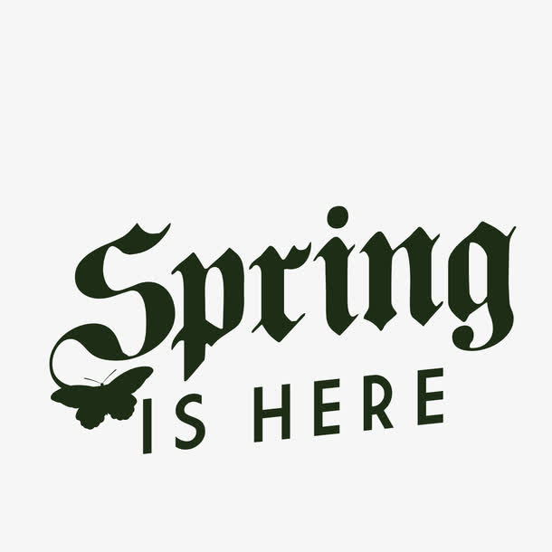 矢量绿色春天艺术字体免抠