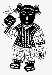 手拿东西的剪纸人物图案免抠