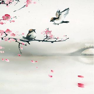 水墨桃花燕子春天主图高清