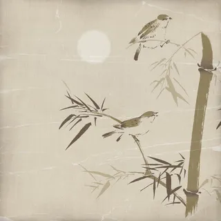 墨竹与麻雀背景 墨竹与麻雀背景